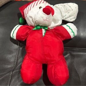 1991 Fisher Price The Puffalumps White Red Puppy Dog 12” Christmas Plush 8126